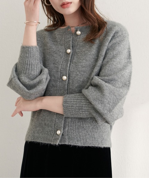 natural couture カーディガン 「ZOZO限定」パール釦クルーネック