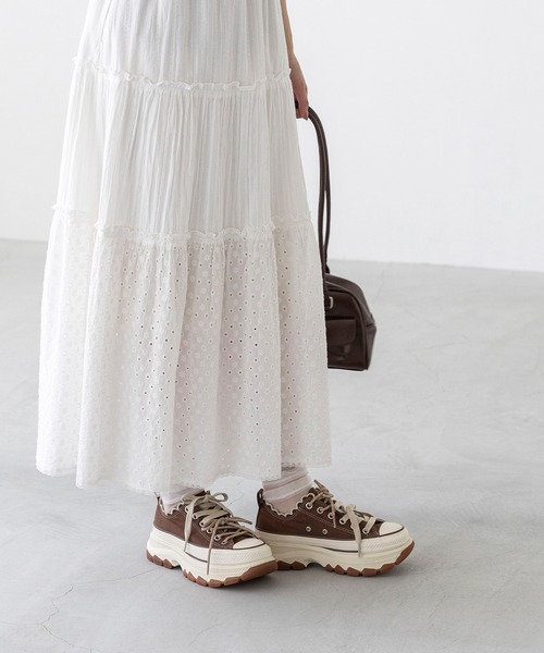 「CONVERSE」 ローカットスニーカー 25.5cm ブラウン レディース_画像2