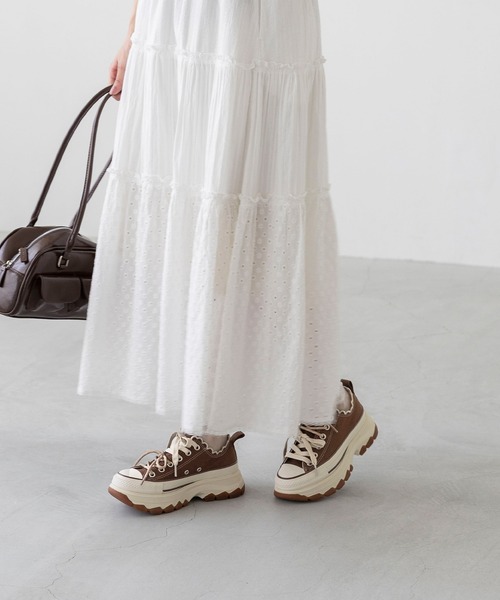 「CONVERSE」 ローカットスニーカー 25.5cm ブラウン レディース_画像3