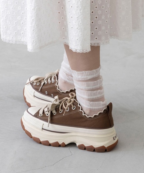 「CONVERSE」 ローカットスニーカー 25.5cm ブラウン レディース_画像4