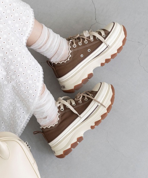 「CONVERSE」 ローカットスニーカー 25.5cm ブラウン レディース_画像5