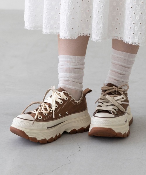 「CONVERSE」 ローカットスニーカー 25.5cm ブラウン レディース_画像7
