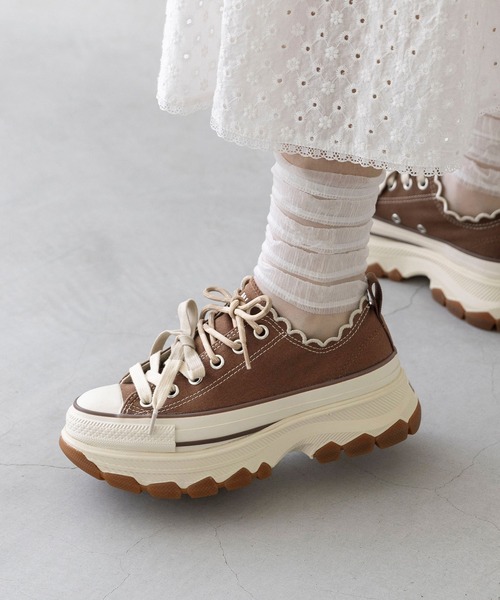 「CONVERSE」 ローカットスニーカー 25.5cm ブラウン レディース_画像8