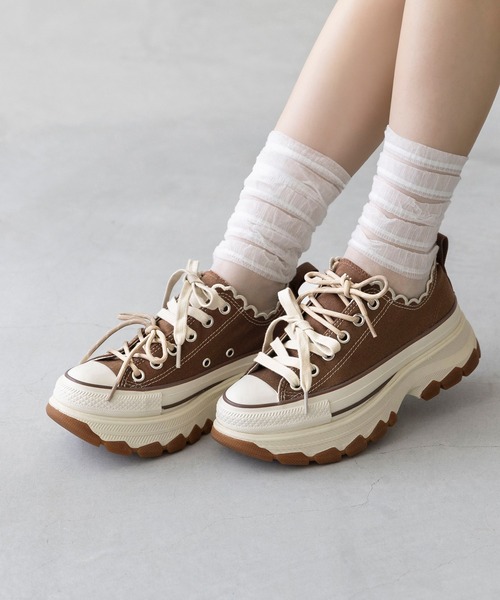 「CONVERSE」 ローカットスニーカー 25.5cm ブラウン レディース_画像9