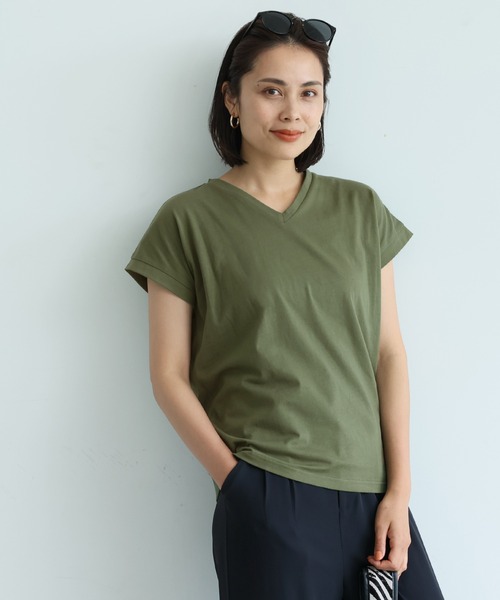 tシャツ Tシャツ レディース ＼新色登場／フレンチスリーブVネックTシャツ COTTON from the US｜zozo｜23