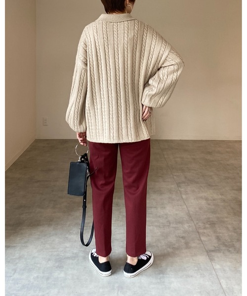 She's Closet ニット セーター ケーブルアラン編み襟付き