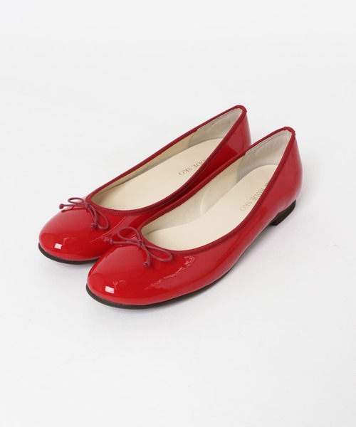 【未使用品】 Y's Red Lable パンプス バレエシューズ 23cm相当 レイン対応】3cmヒール バレエシューズ （レッド エナメル