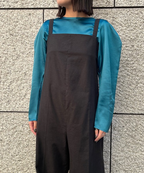 MIDIUMISOLID ブラウス シャツ パフスリーブサテンブラウス