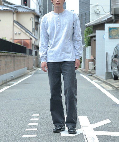 【関税込み】We11done ブルー コットン ヘンリーネック WAIPER.inc tシャツ Good wear USAコットン ヘンリーネック L/S