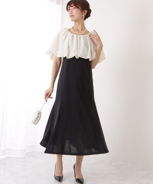 Lace Ladies ドレス ハイウエスト 2WAY マーメイド バイカラー