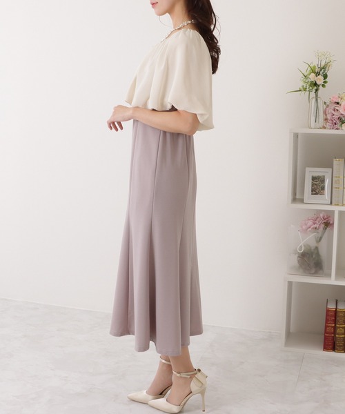 Lace Ladies ドレス ハイウエスト 2WAY マーメイド バイカラー