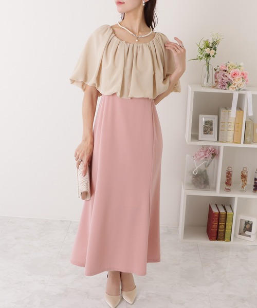 Lace Ladies ドレス ハイウエスト 2WAY マーメイド バイカラー