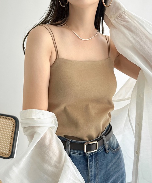 Aimeine　 バックデザインカップ付きキャミ　2点セット aimeine エメイン バックデザインカップ付きキャミ ブラック