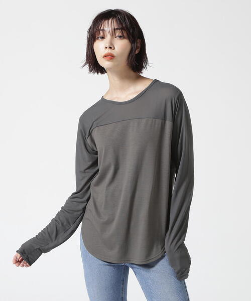tシャツ DROIT BELLO（ドロイトベロ）シアーベア切替プルオーバー レディース