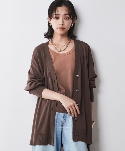 CHIC STYLE カーディガン 「大きいサイズ」綿レーヨンハイ