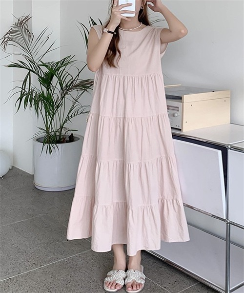 FREE STYLISTS ワンピース ノースリーブティアードワンピース