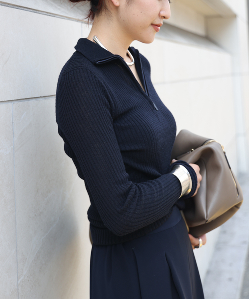 tibi カシミヤ　ジップアップ　ニット　セーター Deuxieme Classe ニット セーター *「Tibi/ティビ」RIBBED ZIPUP