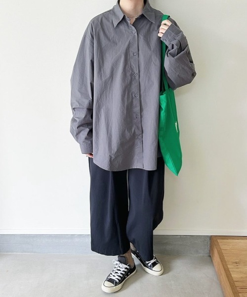 LOSUCA ブラウス シャツ レギュラーカラーオーバーサイズシャツ