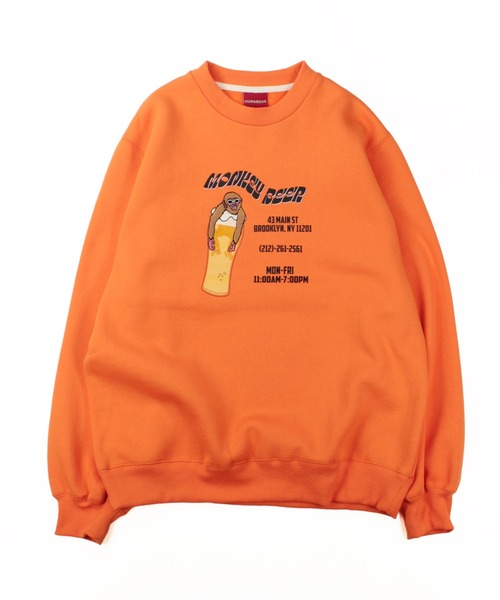 トレーナー スウェット HUMAROUS MONKEY BEER クルーネック スウェット レディース メンズ HUMAROUS トレーナー スウェット MONKEY BEER クルーネック