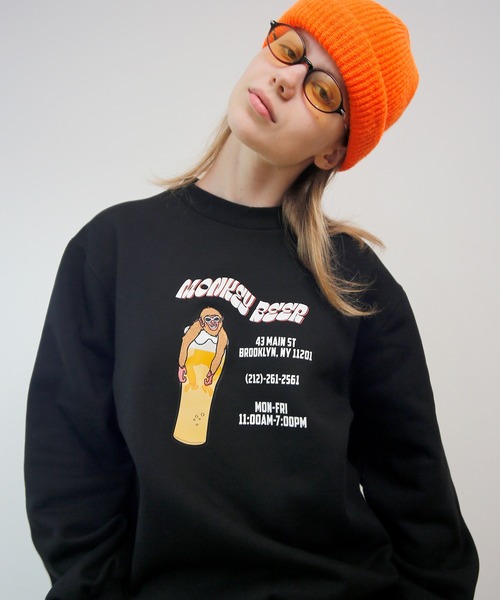 トレーナー スウェット HUMAROUS MONKEY BEER クルーネック スウェット レディース メンズ HUMAROUS トレーナー スウェット MONKEY BEER クルーネック