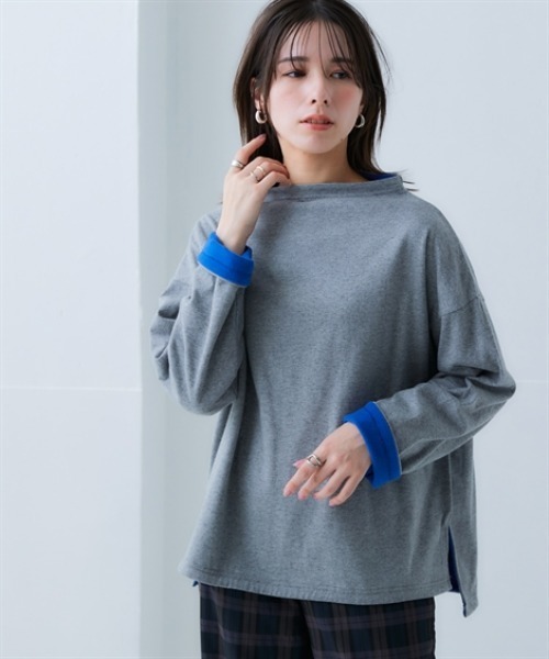 ニッセン（nissen） tシャツ 裏側フリースボトルネックトップス(静電気