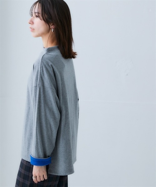 ニッセン（nissen） tシャツ 裏側フリースボトルネックトップス(静電気