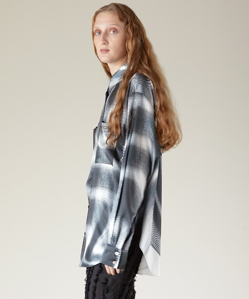 ブラウス シャツ オンブレチェックレースプリントシャツ / Ombre Check Lace Print Shirt レディース PRANK PROJECT ブラウス シャツ オンブレチェックレースプリント