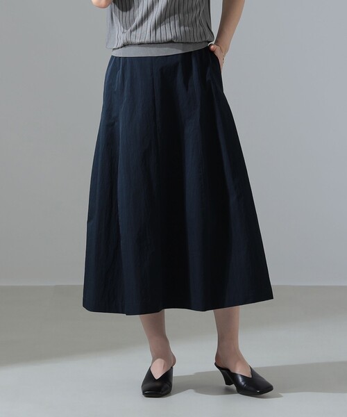demi-luxe beams スカート Demi-Luxe BEAMS スカート シャイニー ベルフレア 「手洗い可