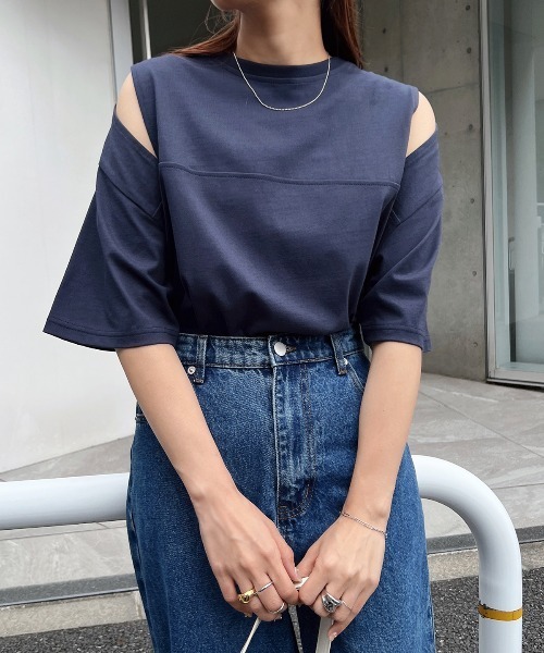 tシャツ 汗染み防止カットアウトデザインTシャツ レディース | andme | 06