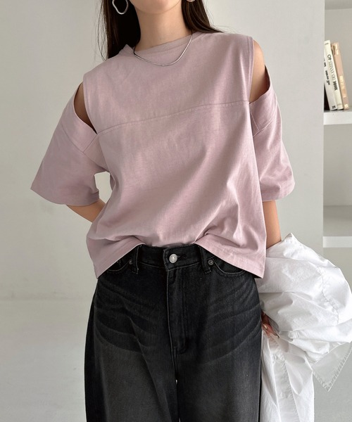 tシャツ 汗染み防止カットアウトデザインTシャツ レディース | andme | 07
