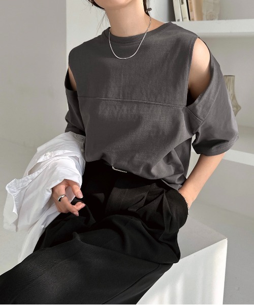 tシャツ 汗染み防止カットアウトデザインTシャツ レディース | andme | 03