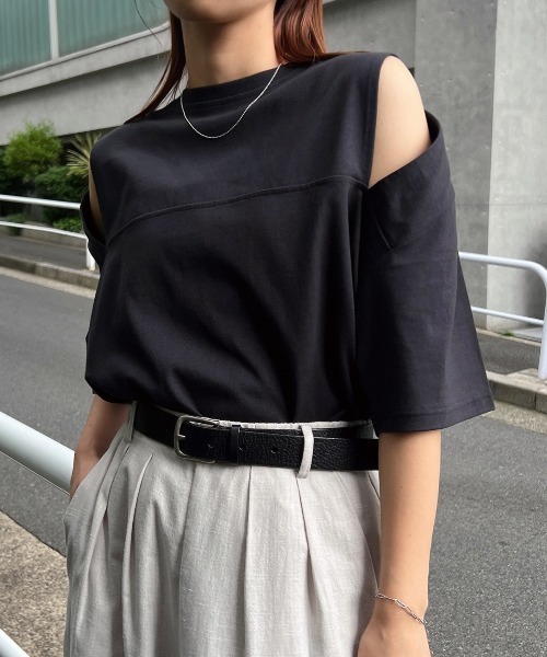 tシャツ 汗染み防止カットアウトデザインTシャツ レディース | andme