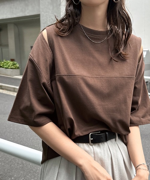 tシャツ 汗染み防止カットアウトデザインTシャツ レディース | andme | 23