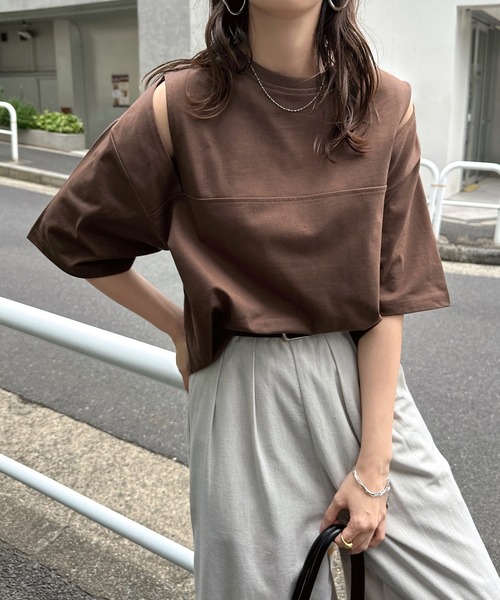tシャツ 汗染み防止カットアウトデザインTシャツ レディース | andme | 25