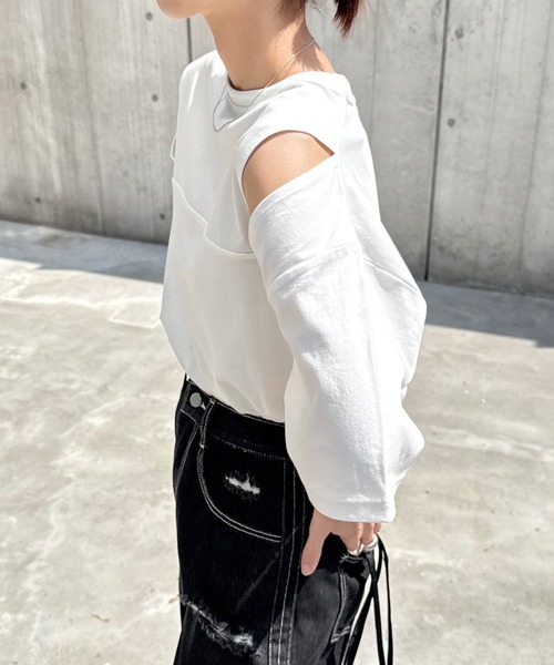 tシャツ 汗染み防止カットアウトデザインTシャツ レディース | andme | 09