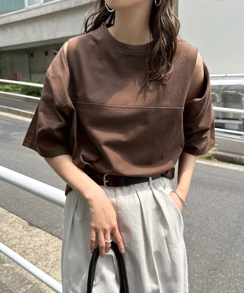 tシャツ 汗染み防止カットアウトデザインTシャツ レディース | andme | 24