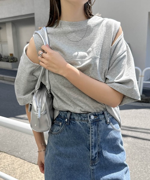 tシャツ 汗染み防止カットアウトデザインTシャツ レディース | andme | 19