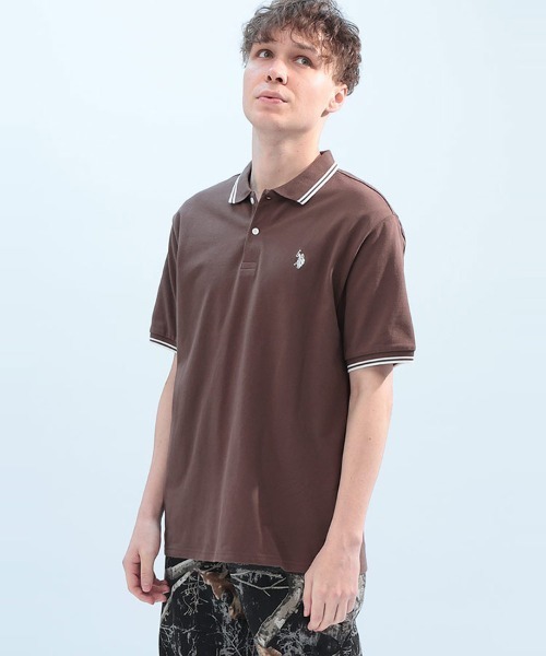 U.S. POLO ASSN.（ユーエスポロアッスン） ポロシャツ 鹿の子 ライン