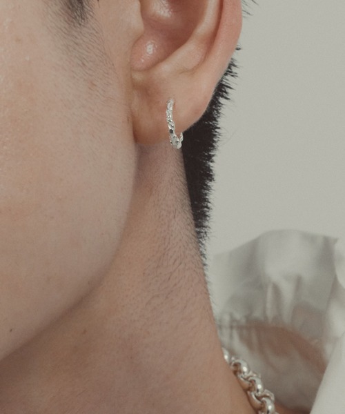 ピアス 「silver925」TextureHoopPierce/テクスチャーフープピアス レディース メンズの画像