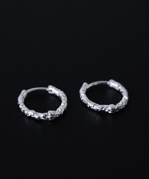 ピアス 「silver925」TextureHoopPierce/テクスチャーフープピアス レディース メンズの画像