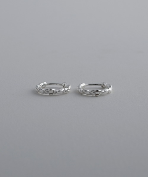 ピアス 「silver925」TextureHoopPierce/テクスチャーフープピアス レディース メンズの画像