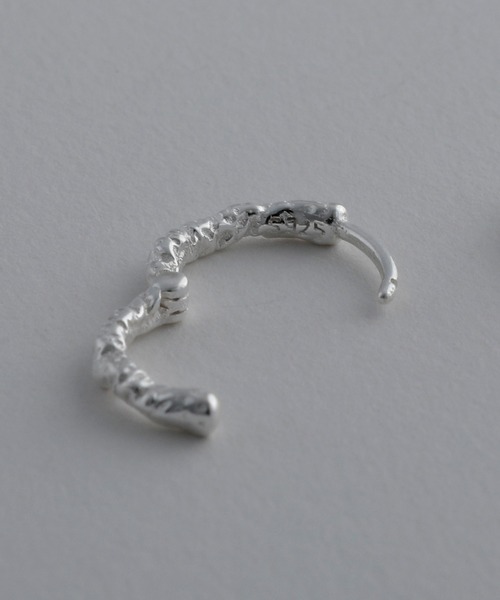 ピアス 「silver925」TextureHoopPierce/テクスチャーフープピアス レディース メンズの画像