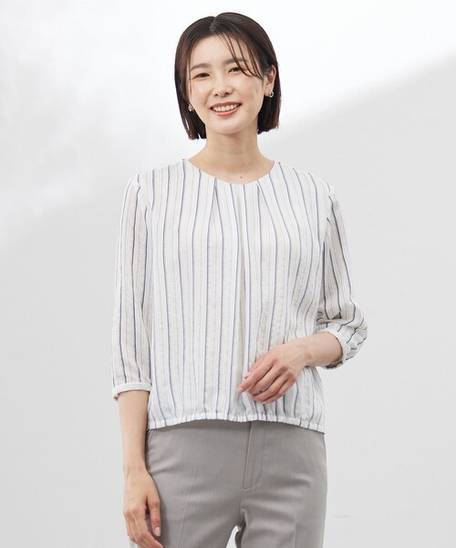 tシャツ 「洗える」ランダムストライプ シアー プルオーバー カットソー レディース J.PRESS tシャツ 「洗える」ランダムストライプ シアー プル