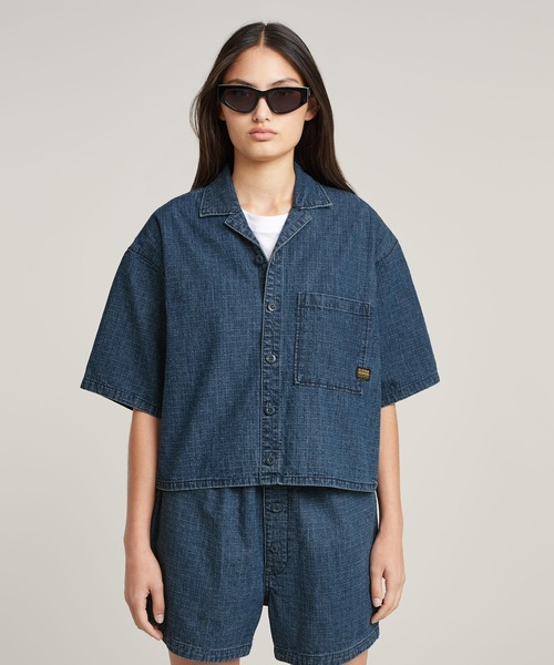 ブラウス シャツ PJ SHIRT/クロップドオーバーサイズシャツ レディース