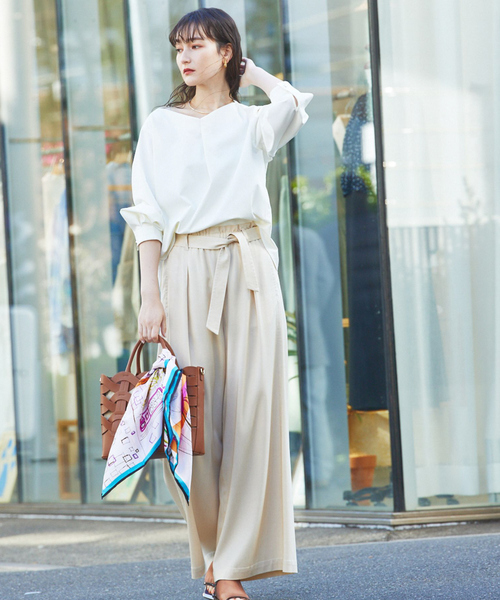 qualite（カリテ） ブラウス シャツ 2WAYストレッチタックブラウス