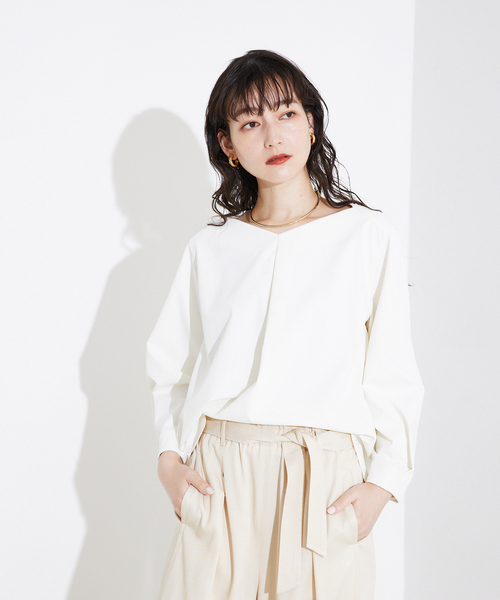 qualite（カリテ） ブラウス シャツ 2WAYストレッチタックブラウス 