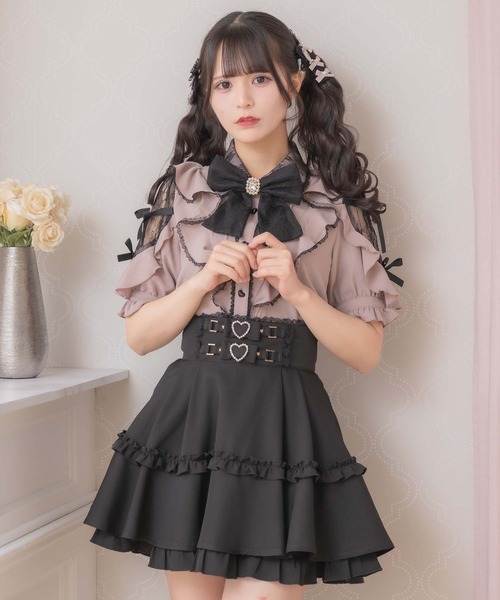 ROJITA 肩レースダブルリボンフリルデザインブラウス ピンク 肩レースダブルリボンフリルデザインブラウス | Rlab store