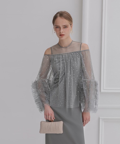 Leja（レジャ） ドレス 「LEJA」ドットストーンオフショルIライン