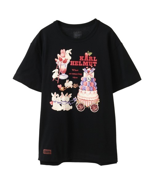 カールヘルムTシャツ Karl Helmut tシャツ オリジナルチェックパッチワークTシャツ