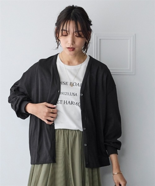 ニッセン（nissen） カーディガン 綿混うすカルVネックゆるシルエット